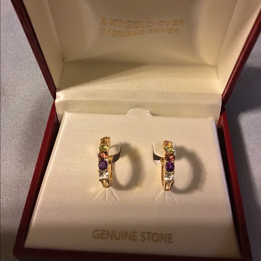 8k gold over sterling silver multi-color stone earrings